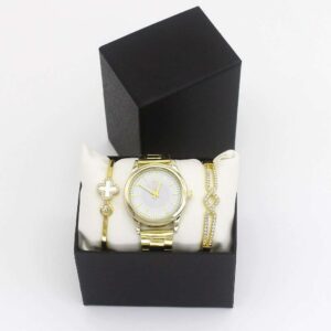 Minimalist Gold Watch with Black Box
