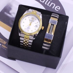 Two-Tone Stainless Watch and Bracelet Set