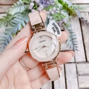White Leather Strap Casual Women's Watch